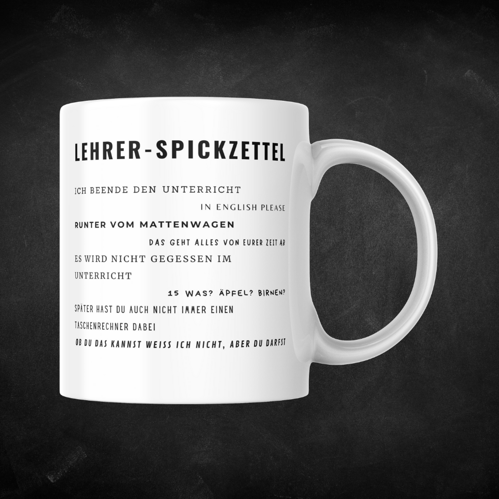 Tasse "Lehrer-Spickzettel 2"