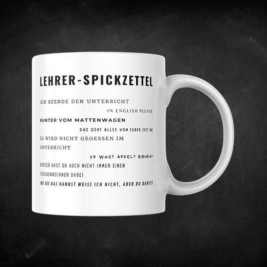 Tasse "Lehrer-Spickzettel 2"